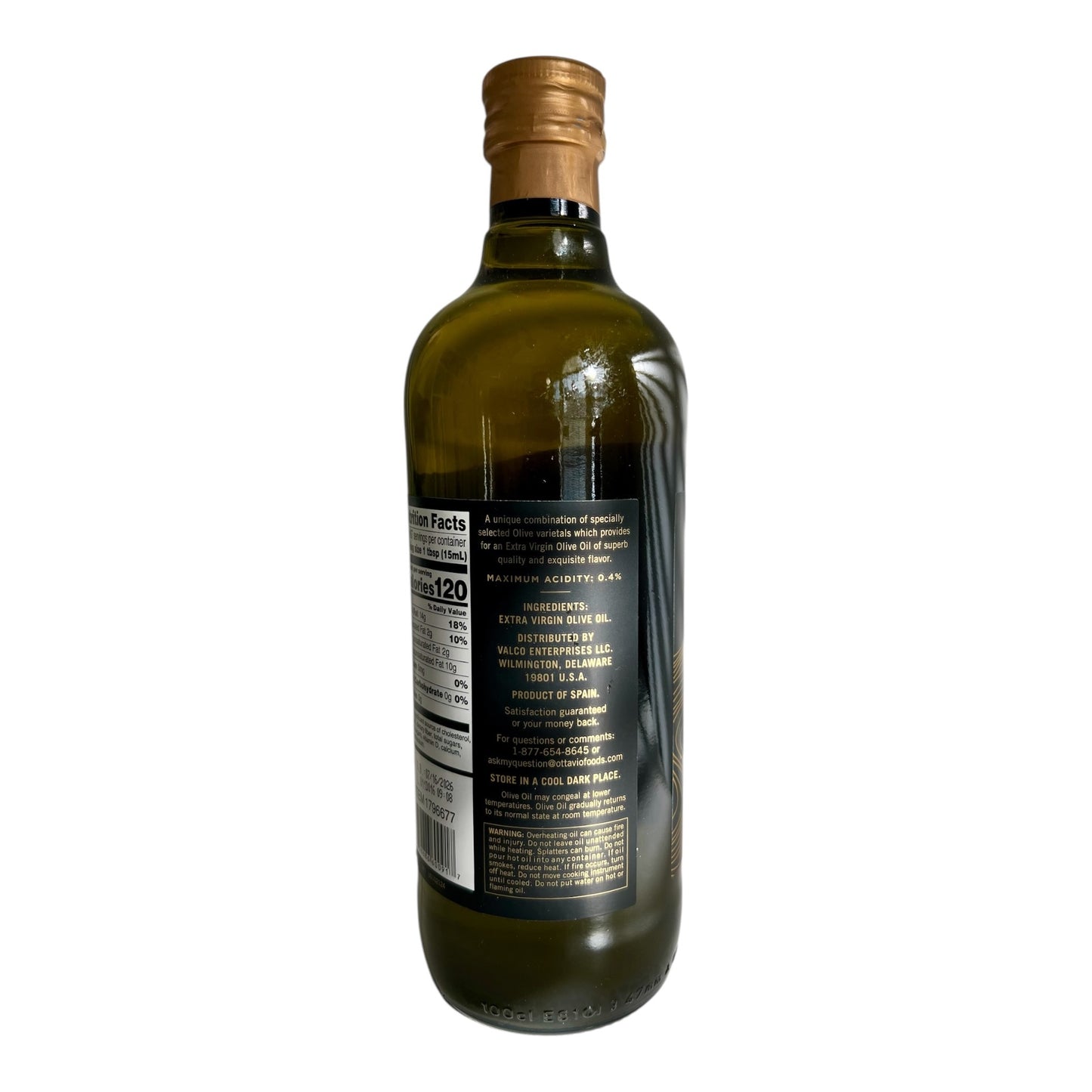 Ottavio Unfiltered Extra Virgin Olive Oil – Cold Pressed, Single Sourced from Spain, Glass Bottle – Premium & Rich in Antioxidants