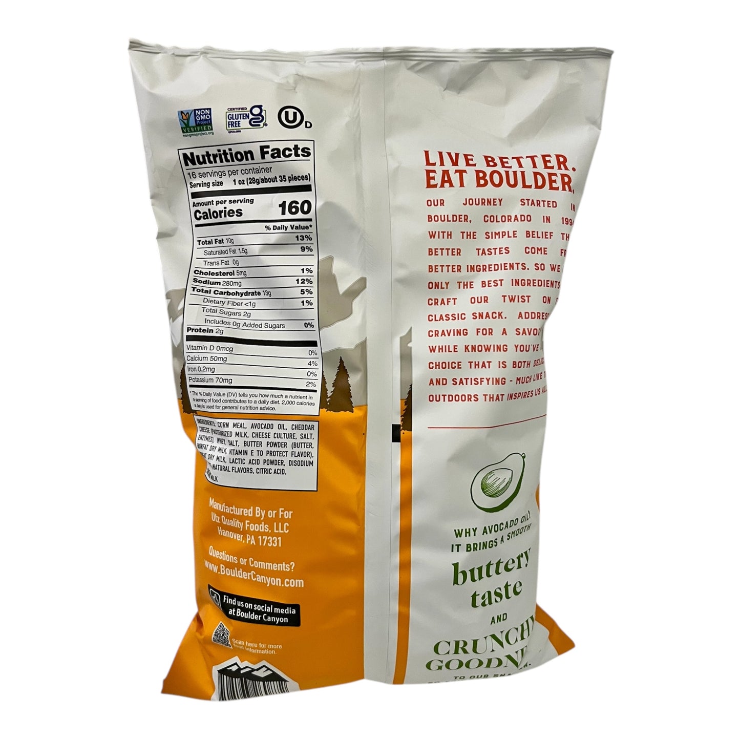 Boulder Canyon Aged White Cheddar Canyon Poppers – Gluten-Free Cheddar Snack with Avocado Oil