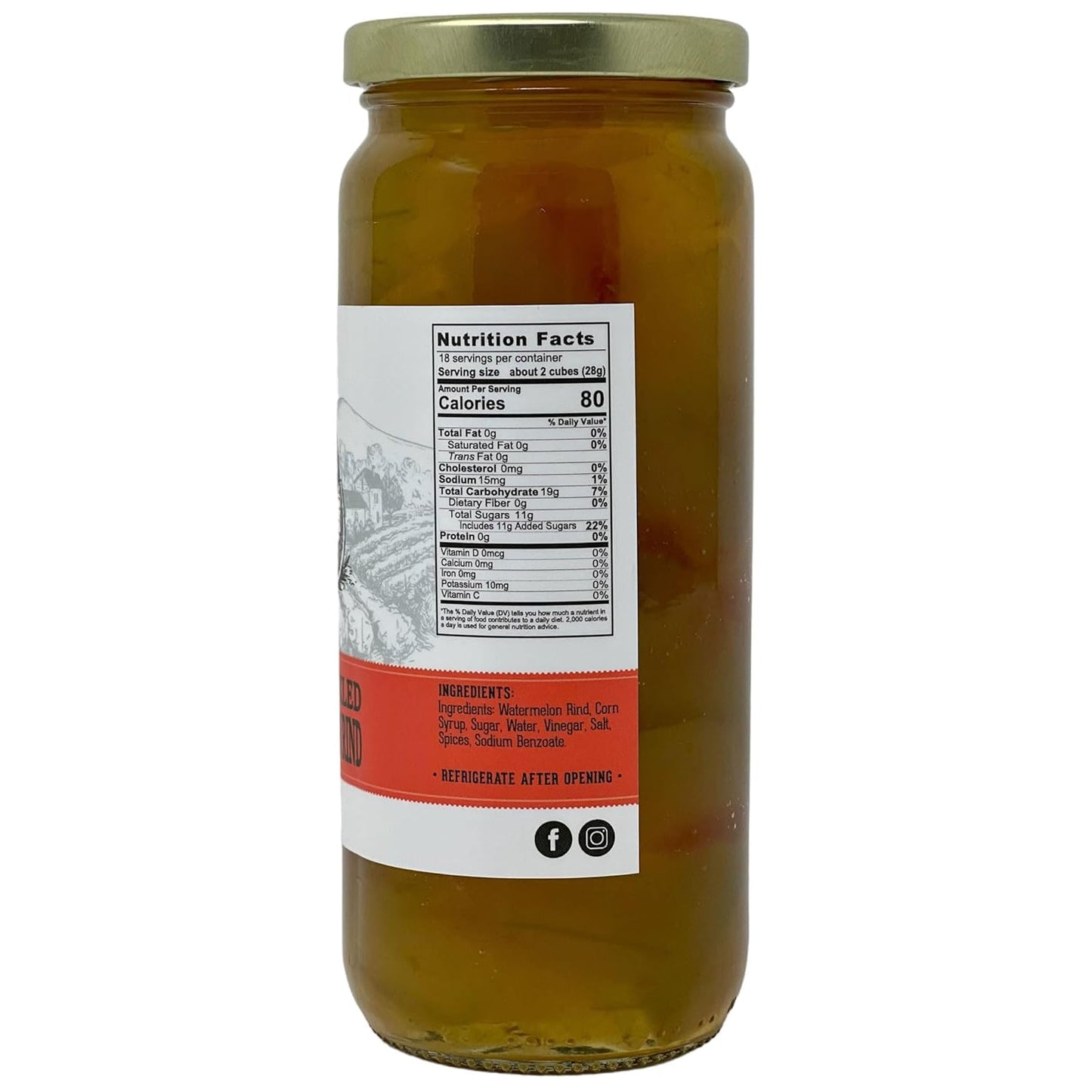 Lara's Sweet Pickled Watermelon Rind - 20oz Glass Jar