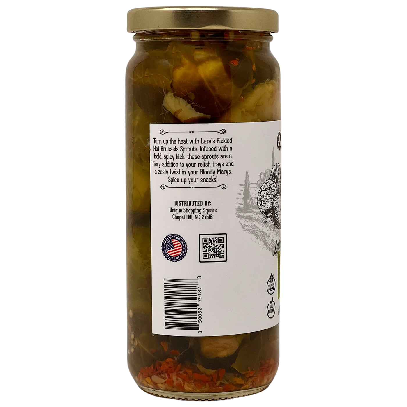 Lara’s Hot Pickled Brussels Sprouts – Spicy 16oz Jar for Bold Flavor Lovers