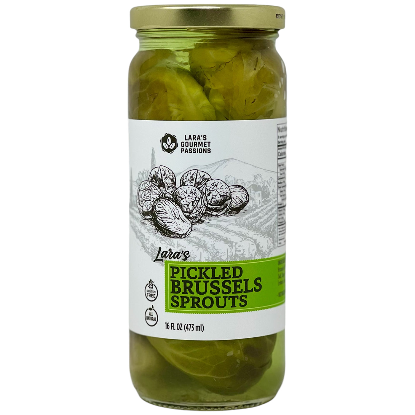 Lara’s Pickled Brussels Sprouts – Classic Tangy Flavor in a 16oz Jar