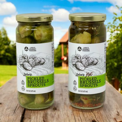 Lara’s Hot Pickled Brussels Sprouts – Spicy 16oz Jar for Bold Flavor Lovers