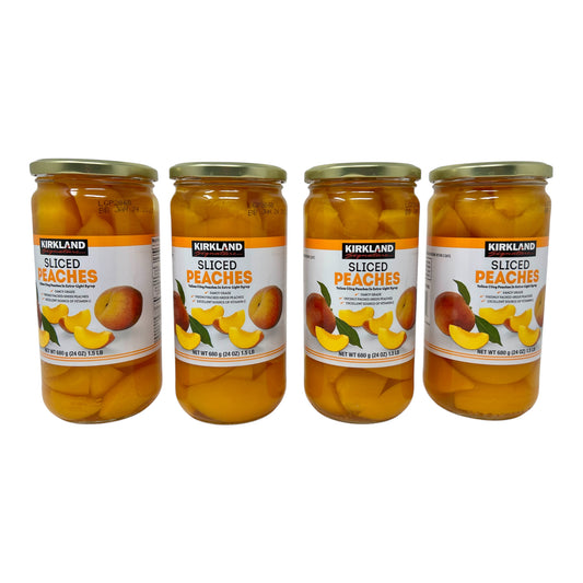 Kirkland Signature Sliced Peaches in Extra-Light Syrup, 24oz (4-Pack) – Fancy Grade, Freshly Packed, and Vitamin C Rich