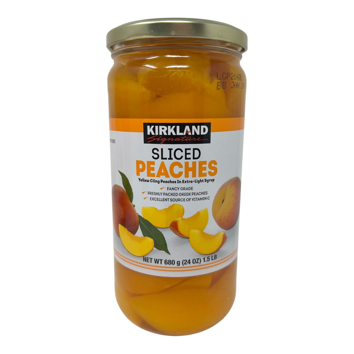 Kirkland Signature Sliced Peaches in Extra-Light Syrup, 24oz (4-Pack) – Fancy Grade, Freshly Packed, and Vitamin C Rich