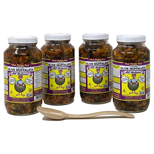 That Pickle Guy Classic Olive Muffalata (4 x 24 oz jars) bundle with a serving spoon