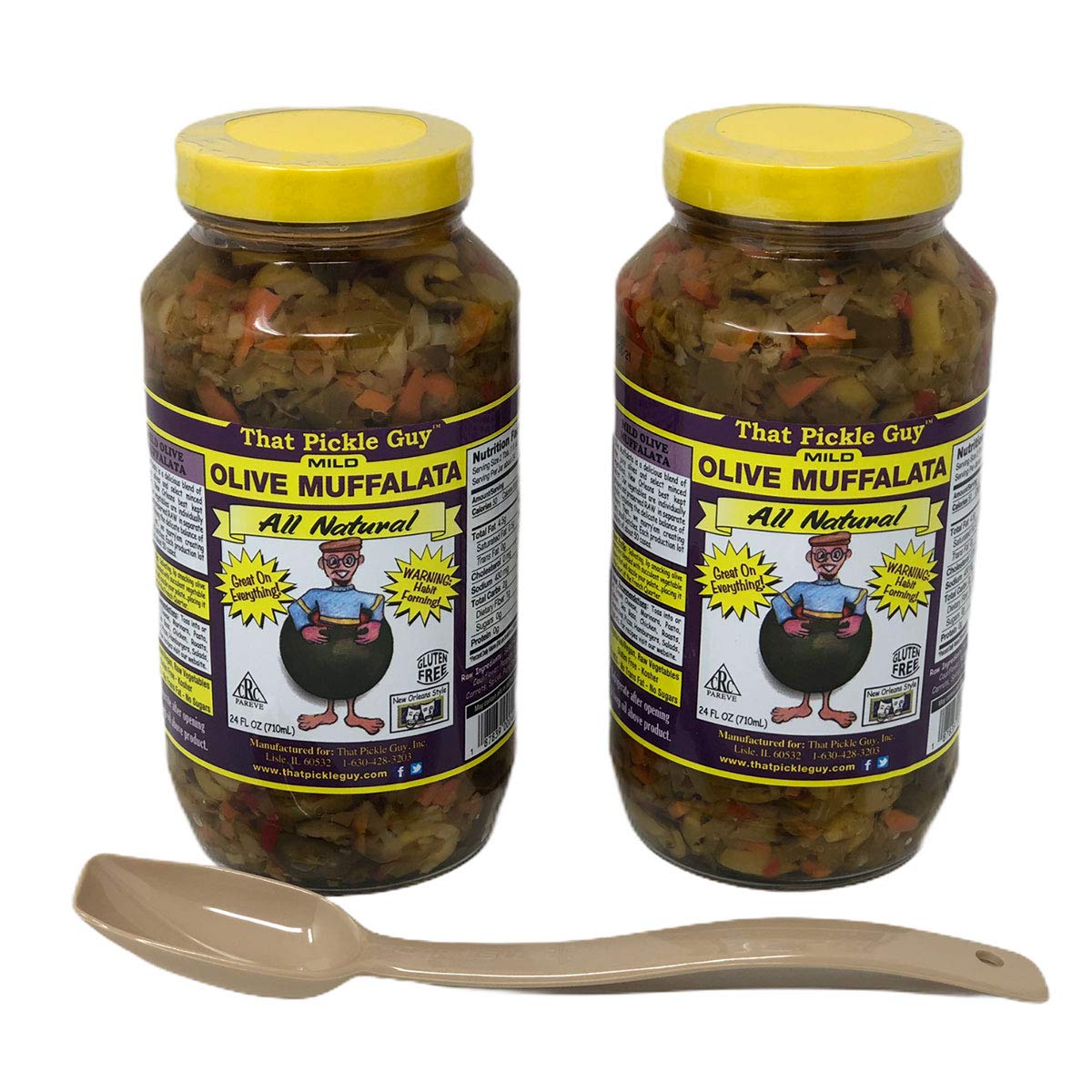 That Pickle Guy Mild Olive Muffalata (2 x 24 oz jars) bundle with a serving spoon