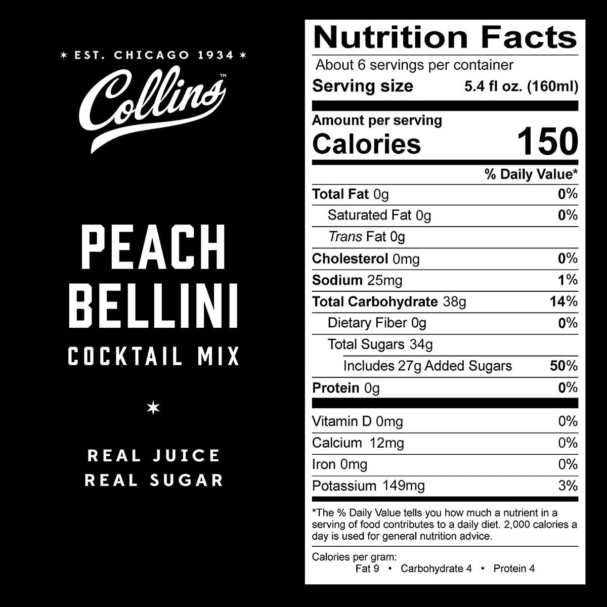 Collins Peach Bellini Cocktail Mix - 32 fl oz