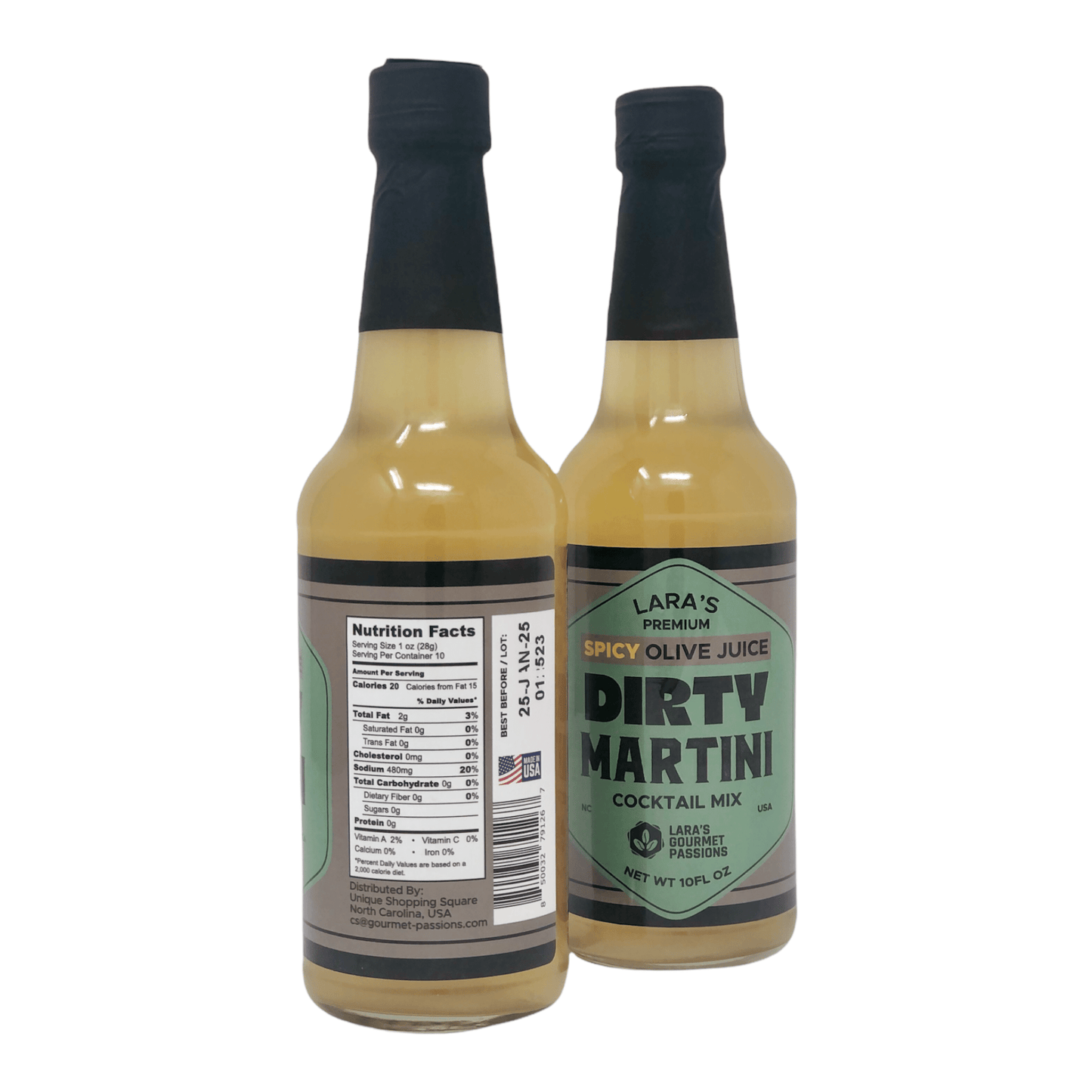 Lara’s Premium Spicy Olive Juice Dirty Martini Cocktail Mix with Habanero Brine - 10 fl oz