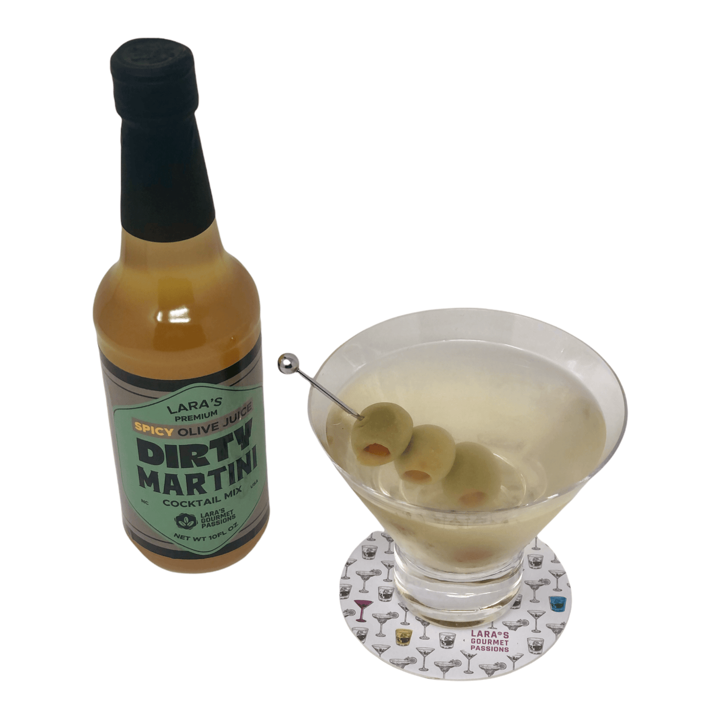 Lara’s Premium Spicy Olive Juice Dirty Martini Cocktail Mix with Habanero Brine - 10 fl oz