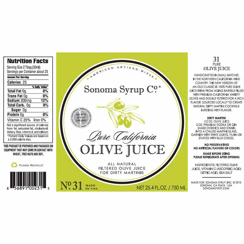 Pure Sonoma Olive Juice 25