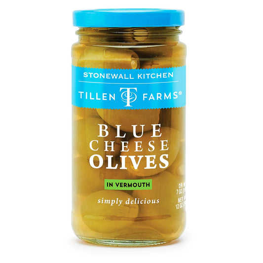 Tillen Farms Blue Cheese Olives in Vermouth - 12 oz (340g)