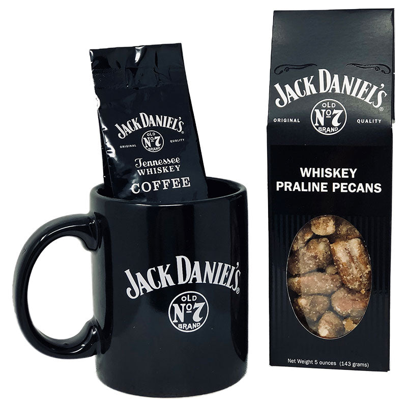 Jack Daniels Coffee, No 7 Mug and Whiskey Praline Pecans Gift Set 2
